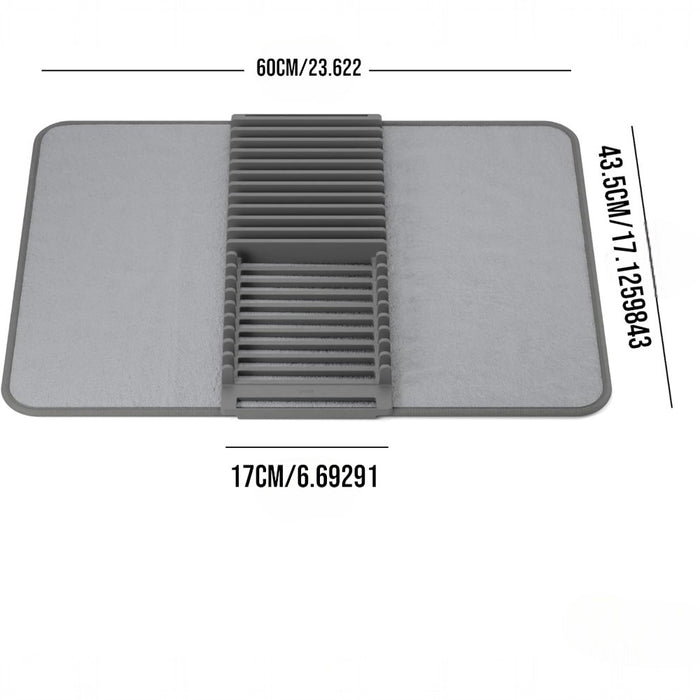 Microfiber Dish Drying Mat with Removable Dish Rack Set Kitchen Countertop Organizer