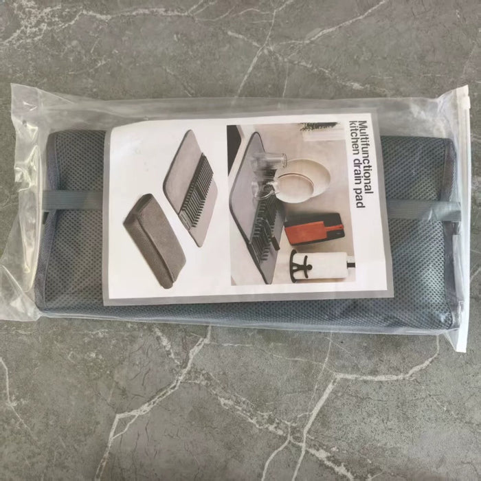 Microfiber Dish Drying Mat with Removable Dish Rack Set Kitchen Countertop Organizer