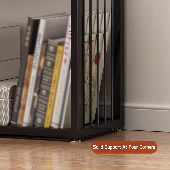 Geometric Stacking Bookshelf Modern Carbon Steel Storage Rack -183cm Tall