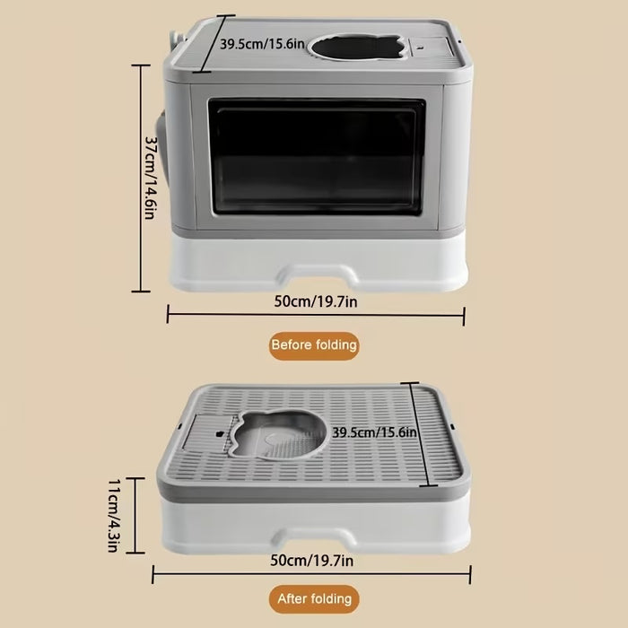 Foldable Cat Litter Box with Drawer Large Enclosed Cat Toilet