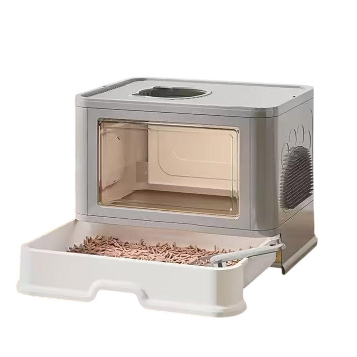 Foldable Cat Litter Box with Drawer Large Enclosed Cat Toilet