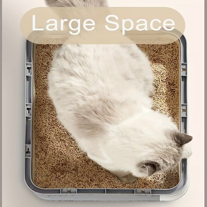 Foldable Cat Litter Box with Drawer Large Enclosed Cat Toilet