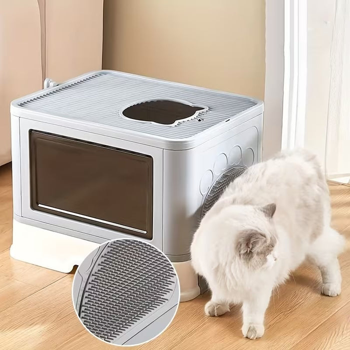 Foldable Cat Litter Box with Drawer Large Enclosed Cat Toilet