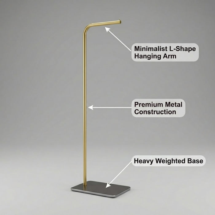 Minimalist Gold L-Shape Coat Rack-170cm