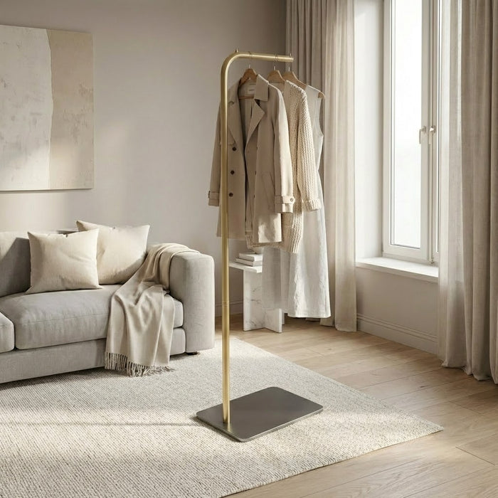 Minimalist Gold L-Shape Coat Rack-170cm
