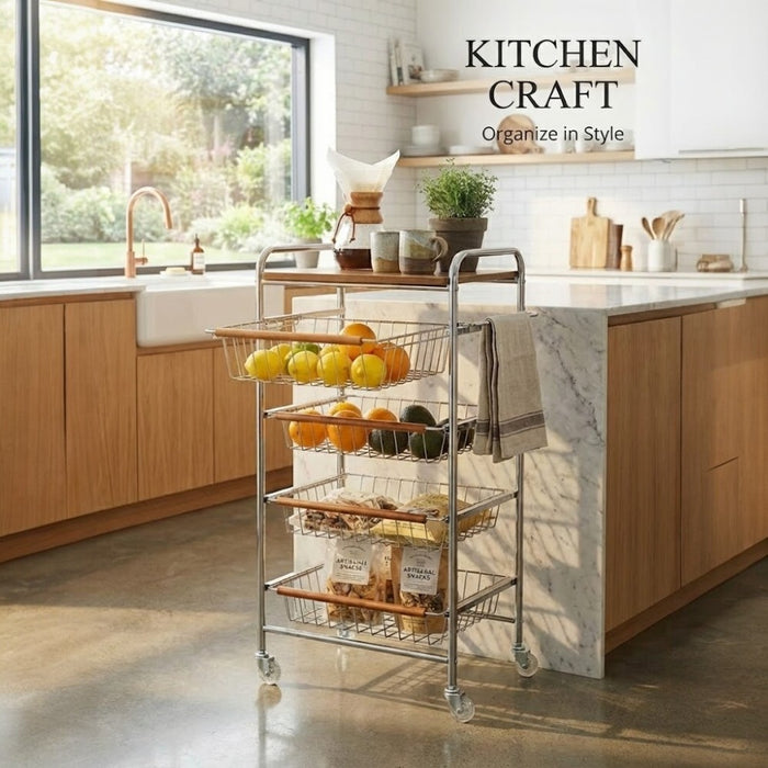 5 Tier Kitchen Craft Storage Cart Multi-Purpose Rolling Organizer
