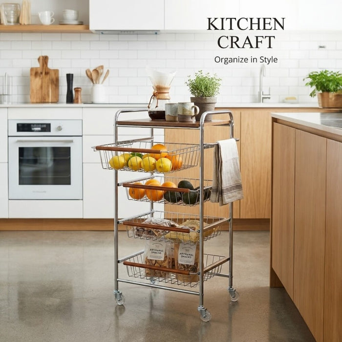 5 Tier Kitchen Craft Storage Cart Multi-Purpose Rolling Organizer