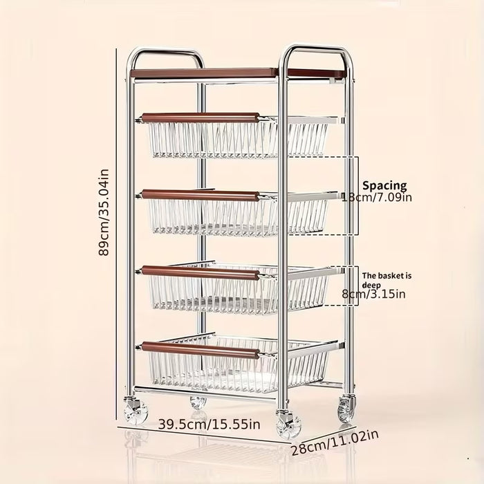 5 Tier Kitchen Craft Storage Cart Multi-Purpose Rolling Organizer