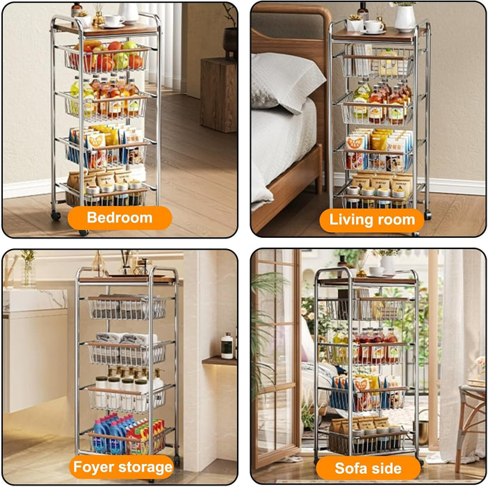 5 Tier Kitchen Craft Storage Cart Multi-Purpose Rolling Organizer