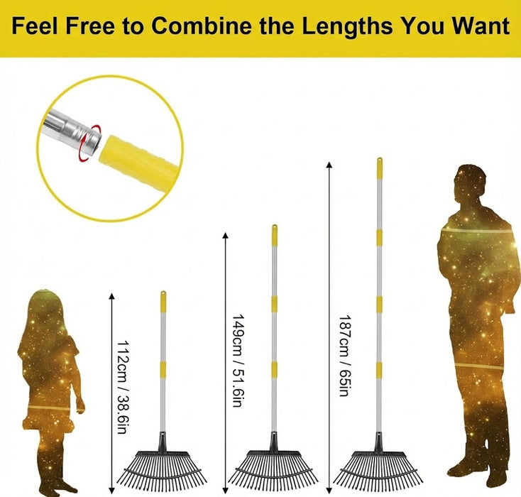 25 Tine Adjustable Garden Rake Leaf Rake