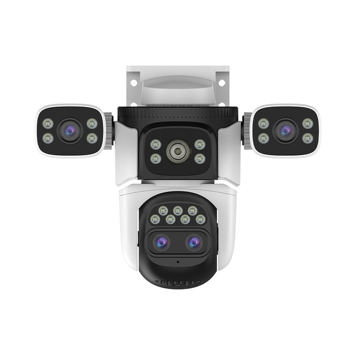 4-Lens WiFi Security Camera with PTZ Zoom, Human Detection & Night Vision