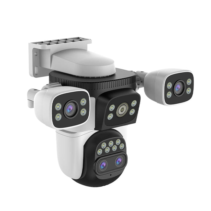 4-Lens WiFi Security Camera with PTZ Zoom, Human Detection & Night Vision