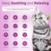 Cat wearing a collar with soothing features on a pink background