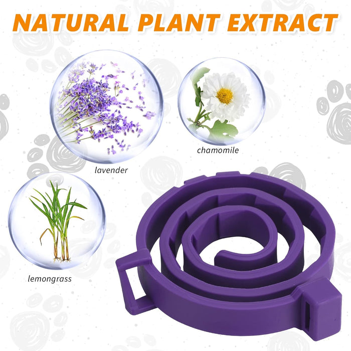 Purple silicone band with images of lavender, chamomile, and lemongrass on a white background.