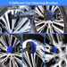 Collage of car cleaning brushes being used on car wheels with text '5 Different Car Cleaning Brushes'.