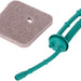 Green scrubber with a sanding pad on a white background