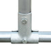 Metal pipe fitting with threaded connection on a white background
