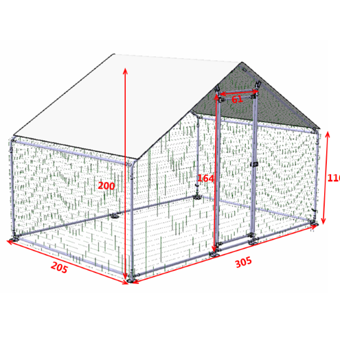 3D model  with dimensions indicated