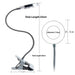 Measurement chart of a flexible LED lamp with a clip on a white background