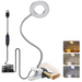 Ring light with flexible arm and clip on a white background