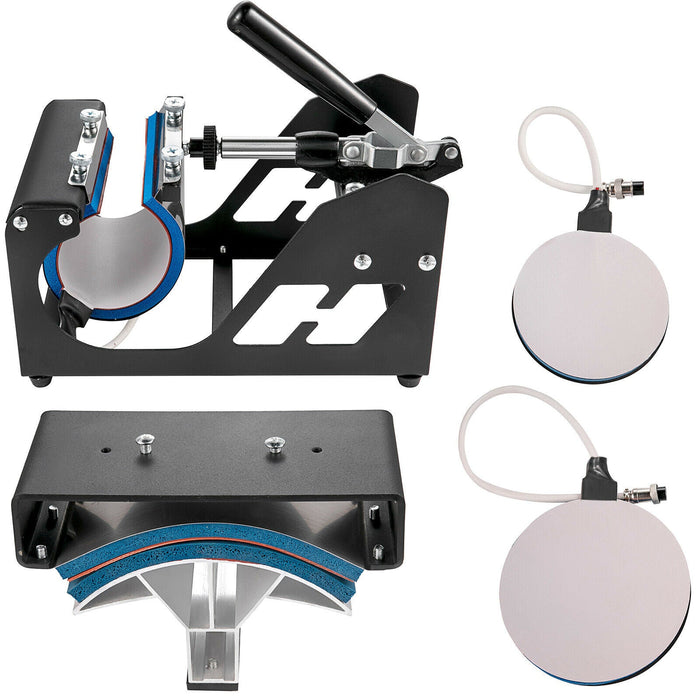 Set of metal tools with circular components on a white background