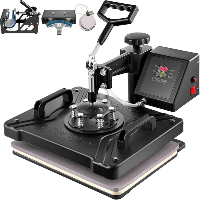Heat press machine with digital display on a white background