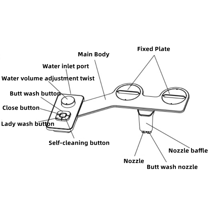 Non-electric Bidet Attachment Cold Water Toilet Seat Attachment