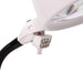 Close-up of a white magnifying glass with black hose on a white background
