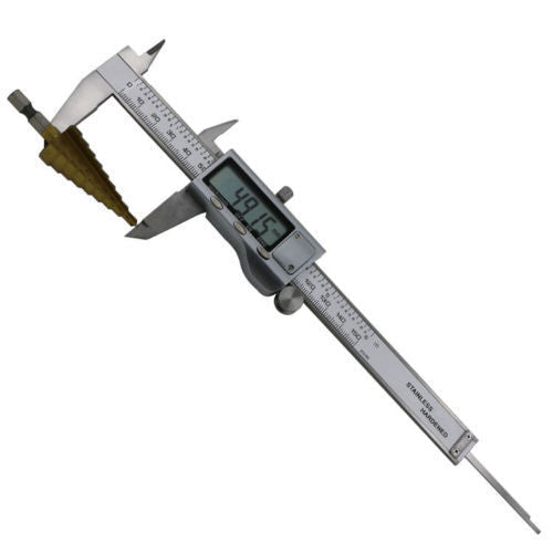 Digital vernier caliper on a white background