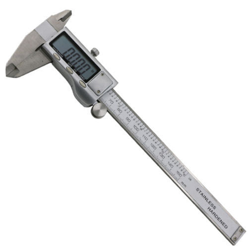 Digital vernier caliper on a white background