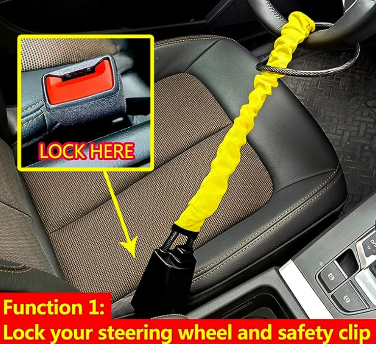 Steering Wheel Lock Seat Belt Lock Universal Anti Theft Car Device Yellow