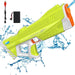 Green water gun with accessories on a white background