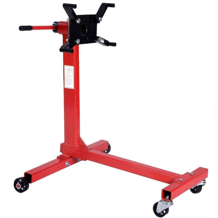 Red vehicle lift stand on a white background