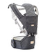 Gray baby carrier with white accents on a white background