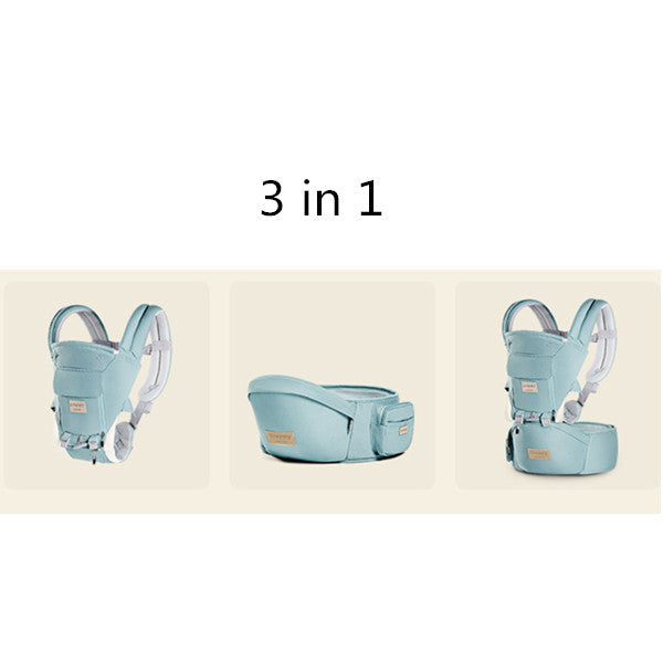 3-in-1 baby carrier in light blue on a beige background