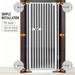 White pet gate with installation instructions on a white background