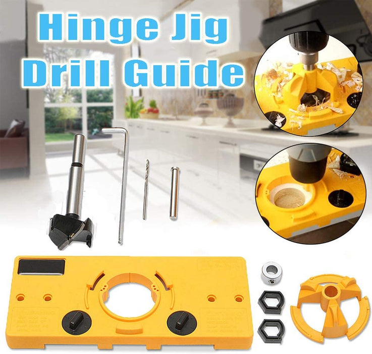 Concealed 35mm Cup Style Hinge Jig Boring Hole Drill Guide with Drill Bit Wood