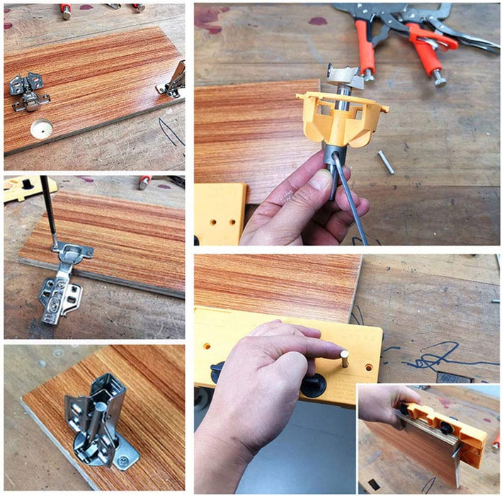 Concealed 35mm Cup Style Hinge Jig Boring Hole Drill Guide with Drill Bit Wood