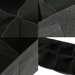 Collage of black fabric with different textures and folds.