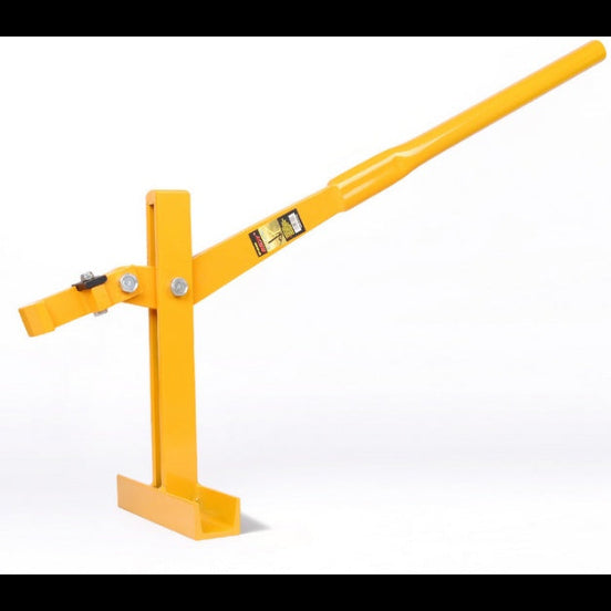 Yellow metal stand on a white background