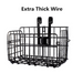Black wire bike basket with thick wire on a white background