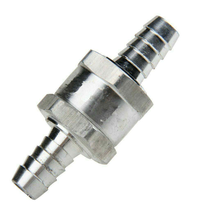 Metal fitting with threaded ends on a white background