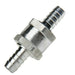 Metal fitting with threaded ends on a white background
