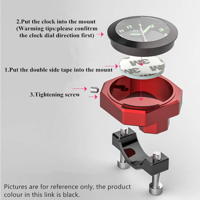 Handlebar Luminous Dial Motorcycle Clock for Dirt Bike Motocross