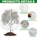 Tree with a protective plastic cover, showing features like premium PE material and bottom pull rope design.