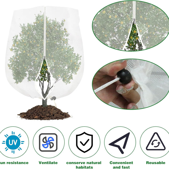 Tree protector with UV resistance, ventilation, and reusability features.