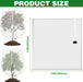 Transparent plastic bag with tree illustration and dimensions on a white background