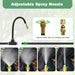 Adjustable spray nozzle with hose and water spray demonstration on a green background