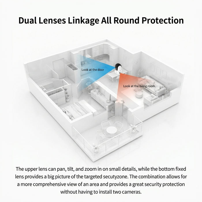 Dual Lens WiFi Security Camera with Night Vision