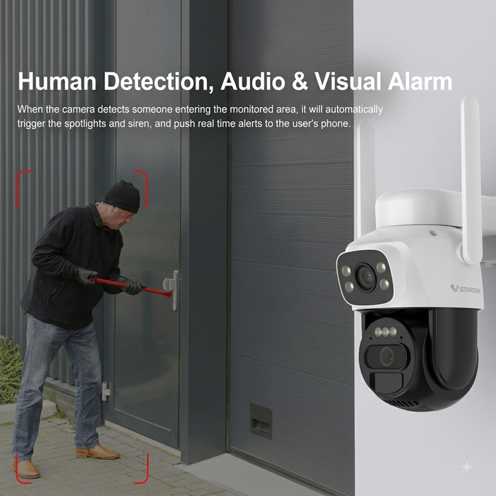 Dual Band WiFi Solar Security Camera with Dual Lens